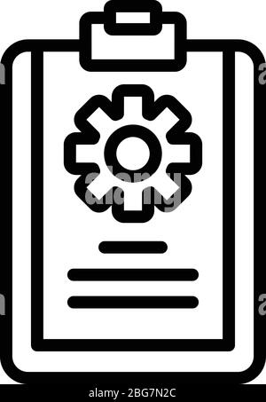 Blank with cog wheel icon, outline style Stock Vector