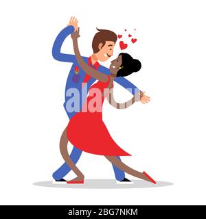 Cartoon character couple dancing vector illustration isolated on white background Stock Vector