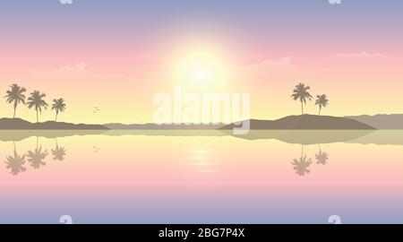 paradise palm beach summer holiday background vector illustration EPS10 Stock Vector