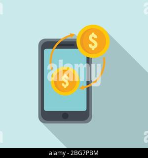 Smartphone money transfer icon. Flat illustration of smartphone money transfer vector icon for web design Stock Vector