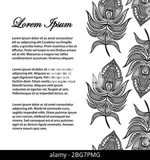 Oriental feathers vector banner and poster or background template illustration Stock Vector