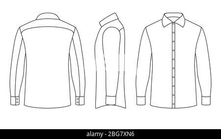 White blank business mans shirt with long sleeves and buttons in front ...