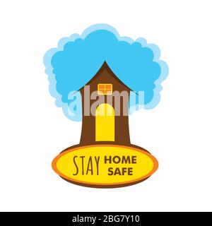 stay home stay safe and work from home concept design illustration Stock Vector