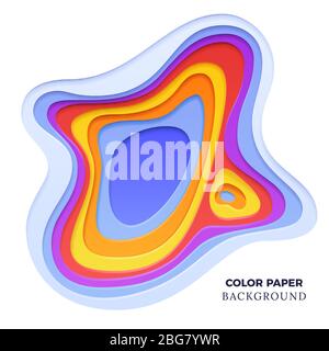 Modern abstract background with paper cut color shapes. Origami paper backdrop design. Colored carving cut, banner 3d shape illustration Stock Vector