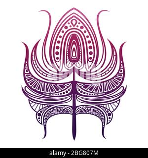 Abstract peacock bird feather isolated on white background. Vector illustration Stock Vector