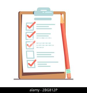 Schedule check or cartoon to do list with pencil vector illustration isolated on white Stock Vector
