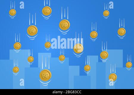 Rupee reduction symbol, cost decrease icon. Reduce debt bussiness sign ...