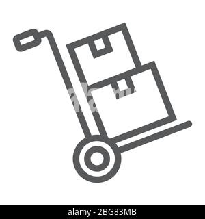 Hand truck with cardboard boxes glyph icon, logistic and delivery, hand ...