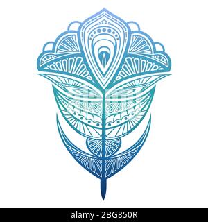 Colorful peacock feather isolated on white background vector illustration. Abtract feather for print, design, stickers Stock Vector