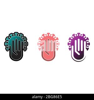 DON'T TOUCH vector icon. warning sign of virus danger, virus prohibition sign icon. symbol, vector graphic. Stock Vector