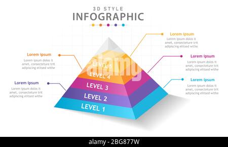 Infographic template for business. 5 steps Modern Mindmap pyramid level diagram, presentation vector infographic. Stock Vector