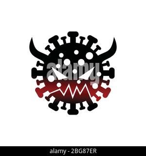 Virus Character Vector Design, Icon, Logo, And Symbol Of Corona Virus, Horned Devil Design, Symbolizing The Danger of Viruses. Stock Vector