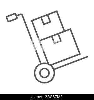 Hand truck with cardboard boxes glyph icon, logistic and delivery, hand ...