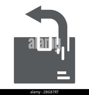 Return shipping glyph icon, logistic and delivery, package box return sign vector graphics, a solid icon on a white background, eps 10. Stock Vector