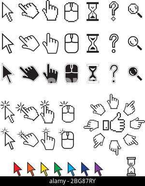 Different cursors on white background Stock Vector
