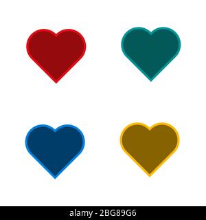 Beauty and elegant heart vector graphic template, with red, green, yellow, and blue color, isolated on white background. Stock Vector