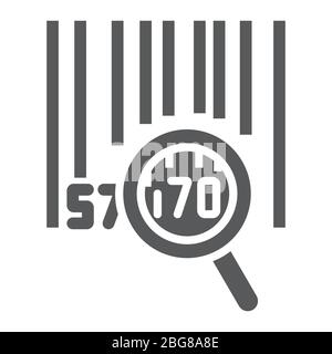 Barcode search glyph icon, logistic and delivery, order tracking sign vector graphics, a solid icon on a white background, eps 10. Stock Vector