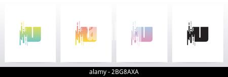 Abstract Dots And Lines Letter Logo Design U Stock Vector