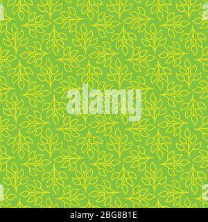 Vector illustration. Seamless green background with repetitive soft branchs. Stock Vector