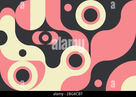 Swiss background with geometric elements in style of 80s, bauhaus retro pattern with circles and curves, trendy art design. Vector illustration Stock Vector