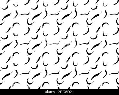 Seamless graphic design of endless repeated pattern of red spicy peppers with green stem illustration on white background Stock Vector