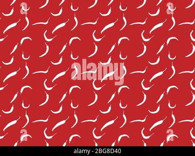 Seamless graphic design of endless repeated pattern of white spicy peppers illustration on red background Stock Vector