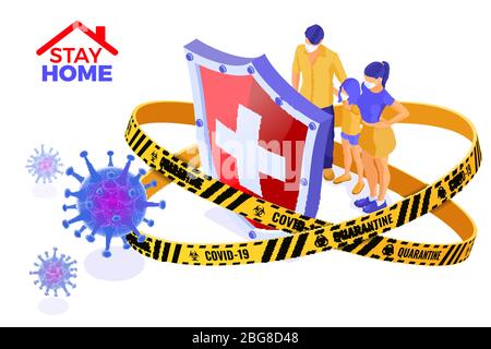 covid-19 coronavirus quarantine stay home Stock Vector