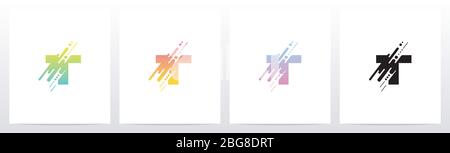 Abstract Dots And Lines Letter Logo Design T Stock Vector