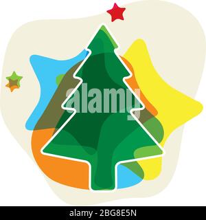 Vector illustration. Xmas tree icon with transparency effect. Plain style. Stock Vector