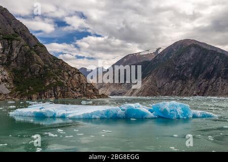 Huge chunks of ice floating in the water in Tracy Arm Fjord in Alaska Stock Photo