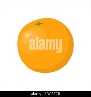 Orange fruit. Fresh orange isolated on white background, vector illustration in flat style Stock Vector