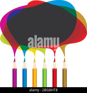 Vector illustration. Pencils conversation. Color talk bubbles from each one. Stock Vector