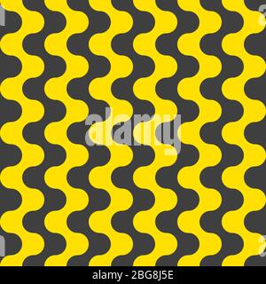 Pasta seamless pattern with yellow and black curves, pasta geometric background for menu of cafe, modern vector texture Stock Vector