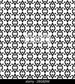 Triangle seamless pattern. Black triangles on white background. Monochrome simple black white vector illustration Stock Vector