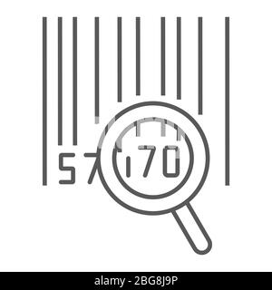 Barcode search thin line icon, logistic and delivery, order tracking sign vector graphics, a linear icon on a white background, eps 10. Stock Vector