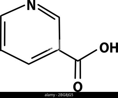 Vitamin B3. A nicotinic acid. Niacin, Vitamin PP. Molecular chemical formula. Infographics. Vector illustration on isolated background. Stock Vector