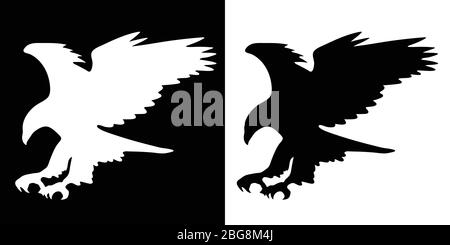 Majestic Eagle in Flight Silhouette, Wings Spread, Isolated Vector Stock Vector