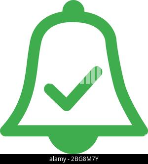 Allow notifications bell icon. An active alarm on your devices with deadline checkmark on bell. Stock Vector illustration isolated Stock Vector