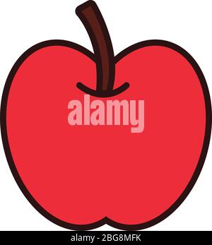 apple fruit line and fill style icon vector design Stock Vector Image ...
