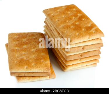 Delicious crackers isolated on white Stock Photo