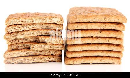 Delicious crackers isolated on white Stock Photo