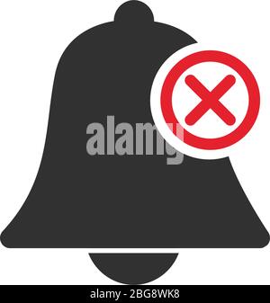 deactivated notifications bell icon. Not active alarm on your devices with cross on bell. Stock Vector illustration isolated Stock Vector