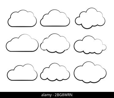 White blank  Cloud symbol or logo, thinking balloon set on white background. Vector Illustration Stock Vector
