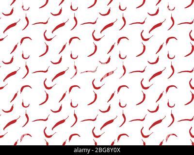 Seamless graphic design of endless repeated pattern of red spicy peppers illustration on white background Stock Vector