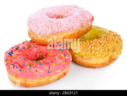 Sweet donuts isolated on white Stock Photo