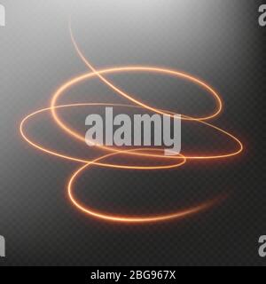 Golden glowing shiny spiral speed motion lines effect. EPS 10 Stock Vector