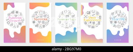 Vector five vertical banners - business growth, success, startup Stock Vector