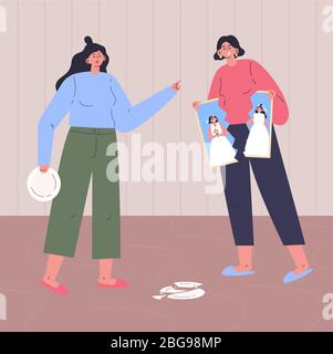 Conflict between gay womans.Couple quarrel  Stock Vector