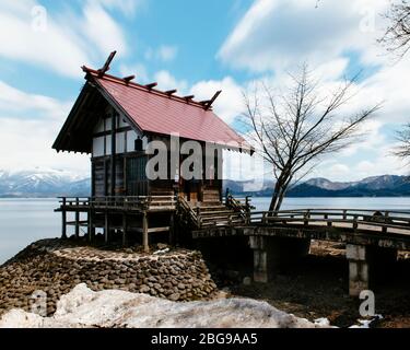 Gozanoishi Shrine at Lake Tazawa in Akita, Japan. Stock Photo