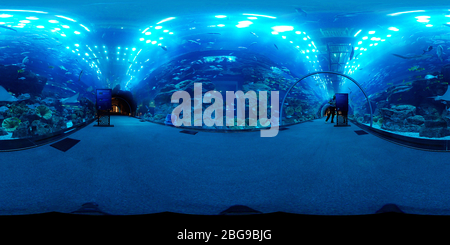360 degree panoramic view of Dubai Aquarium Tunnel
